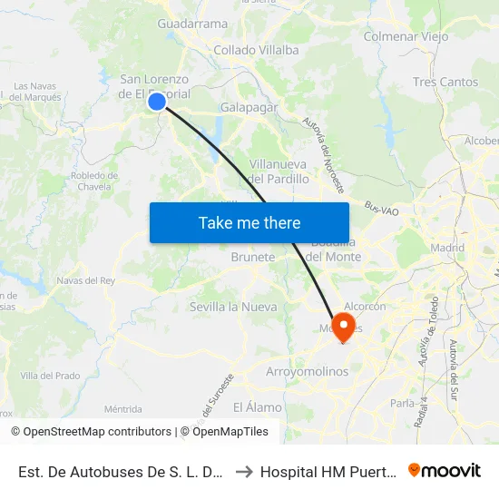 Est. De Autobuses De S. L. De El Escorial to Hospital HM Puerta del Sur map