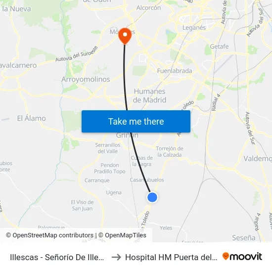 Illescas - Señorío De Illescas to Hospital HM Puerta del Sur map