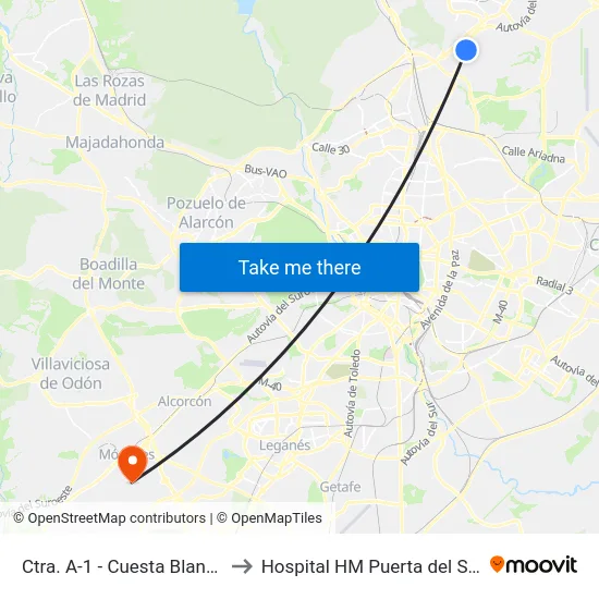 Ctra. A-1 - Cuesta Blanca to Hospital HM Puerta del Sur map