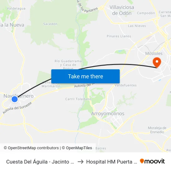 Cuesta Del Águila - Jacinto González to Hospital HM Puerta del Sur map