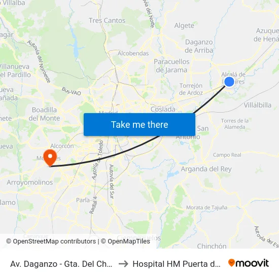 Av. Daganzo - Gta. Del Chorrillo to Hospital HM Puerta del Sur map