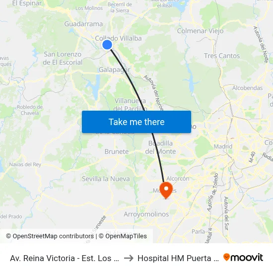 Av. Reina Victoria - Est. Los Negrales to Hospital HM Puerta del Sur map