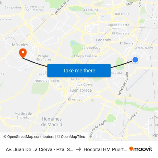 Av. Juan De La Cierva - Pza. San Sebastián to Hospital HM Puerta del Sur map