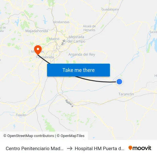 Centro Penitenciario Madrid VII to Hospital HM Puerta del Sur map