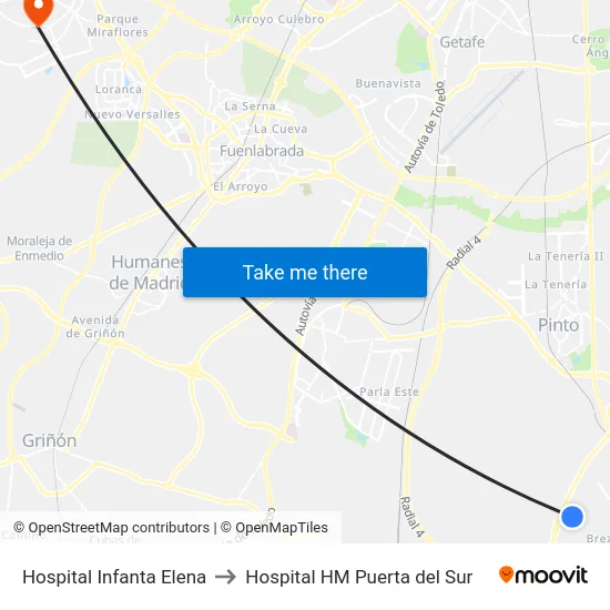 Hospital Infanta Elena to Hospital HM Puerta del Sur map