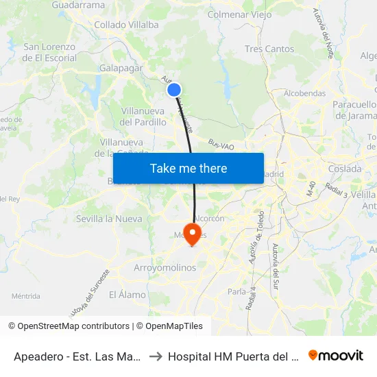 Apeadero - Est. Las Matas to Hospital HM Puerta del Sur map