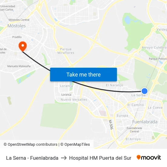 La Serna - Fuenlabrada to Hospital HM Puerta del Sur map