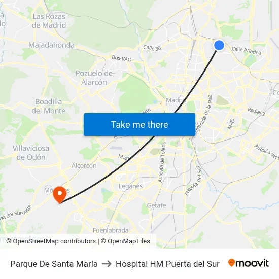 Parque De Santa María to Hospital HM Puerta del Sur map