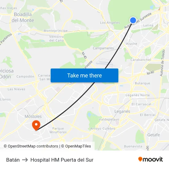 Batán to Hospital HM Puerta del Sur map