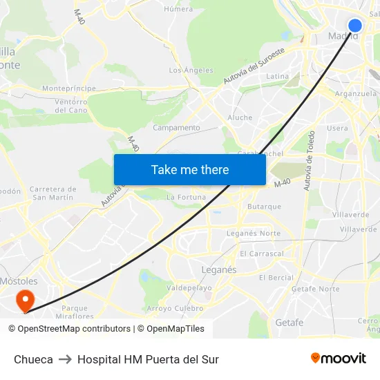 Chueca to Hospital HM Puerta del Sur map
