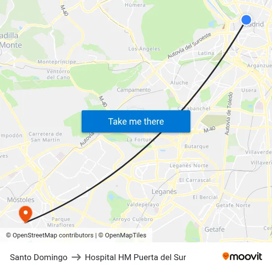 Santo Domingo to Hospital HM Puerta del Sur map