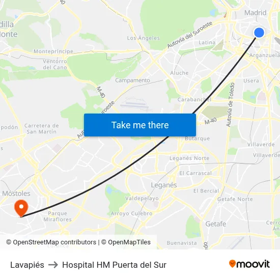 Lavapiés to Hospital HM Puerta del Sur map