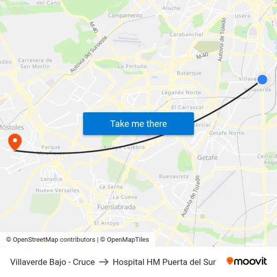 Villaverde Bajo - Cruce to Hospital HM Puerta del Sur map