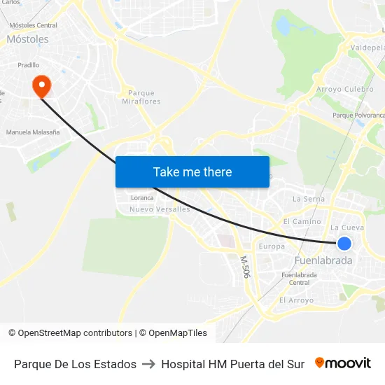 Parque De Los Estados to Hospital HM Puerta del Sur map