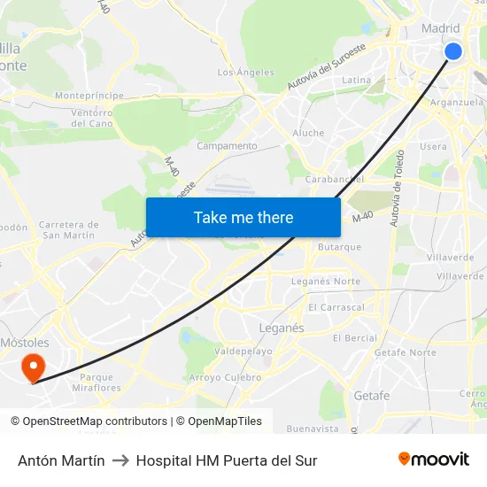 Antón Martín to Hospital HM Puerta del Sur map