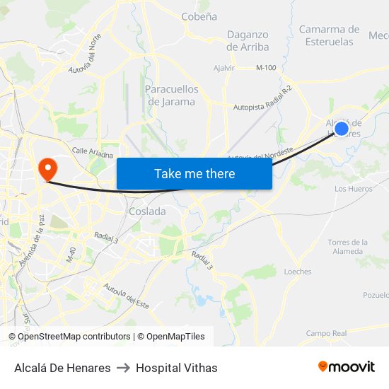 Alcalá De Henares to Hospital Vithas map