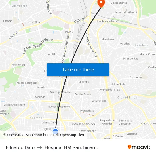 Eduardo Dato to Hospital HM Sanchinarro map