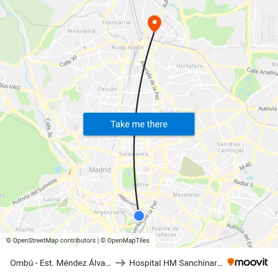 Ombú - Est. Méndez Álvaro to Hospital HM Sanchinarro map
