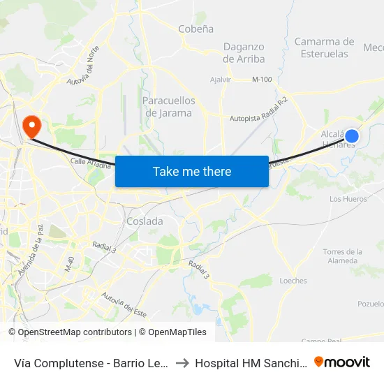 Vía Complutense - Barrio Ledesma to Hospital HM Sanchinarro map