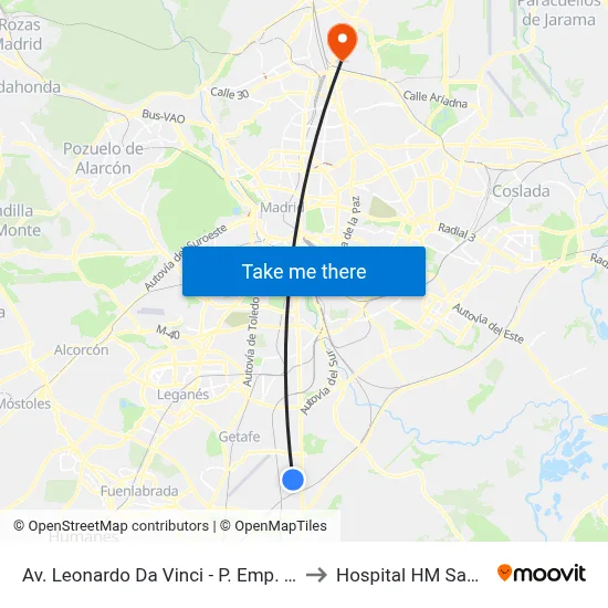 Av. Leonardo Da Vinci - P. Emp. La Carpetanía to Hospital HM Sanchinarro map