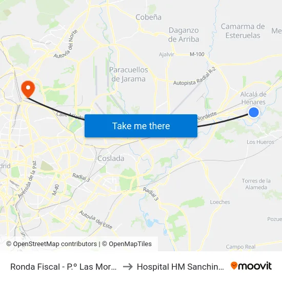 Ronda Fiscal - P.º Las Moreras to Hospital HM Sanchinarro map