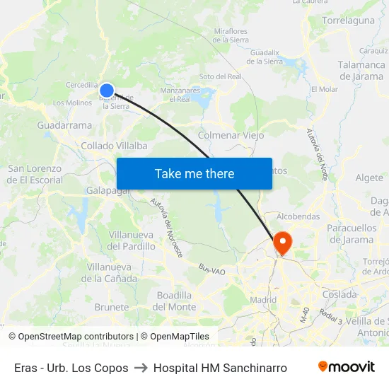 Eras - Urb. Los Copos to Hospital HM Sanchinarro map