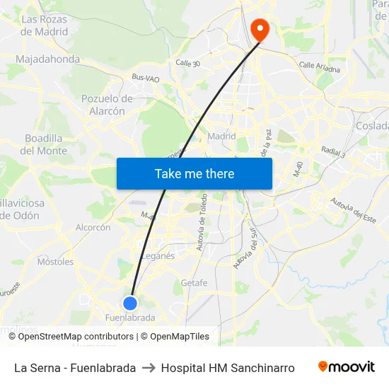 La Serna - Fuenlabrada to Hospital HM Sanchinarro map