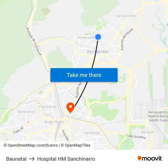 Baunatal to Hospital HM Sanchinarro map