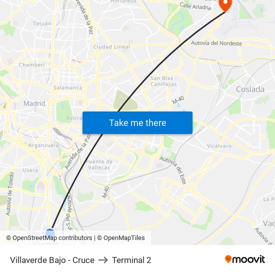 Villaverde Bajo - Cruce to Terminal 2 map