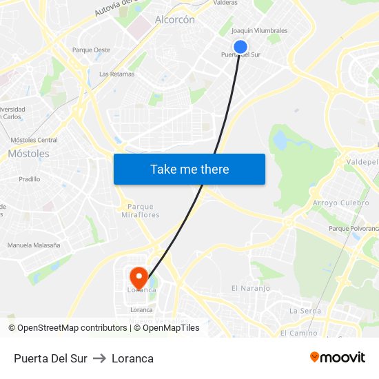 Puerta Del Sur to Loranca map