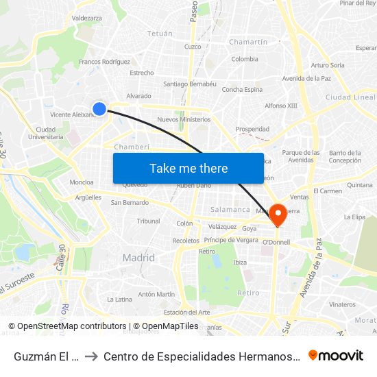 Guzmán El Bueno to Centro de Especialidades Hermanos García Noblejas map