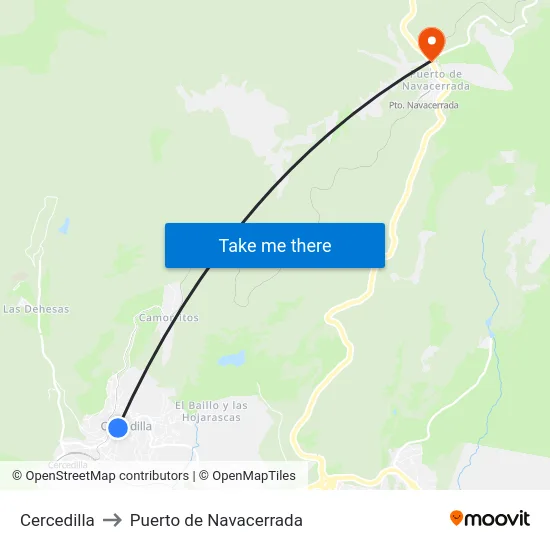Cercedilla to Puerto de Navacerrada map
