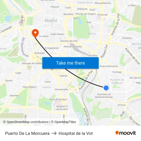 Puerto De La Morcuera to Hospital de la Vot map
