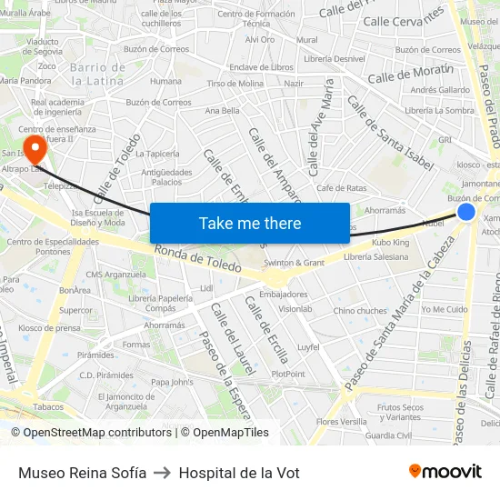 Museo Reina Sofía to Hospital de la Vot map