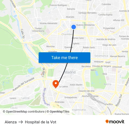 Alenza to Hospital de la Vot map