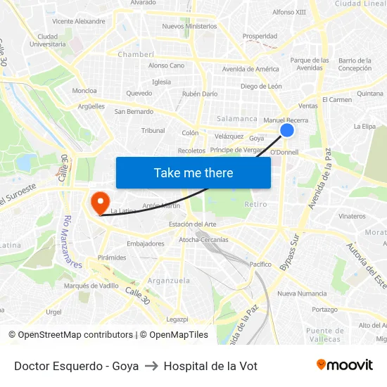 Doctor Esquerdo - Goya to Hospital de la Vot map