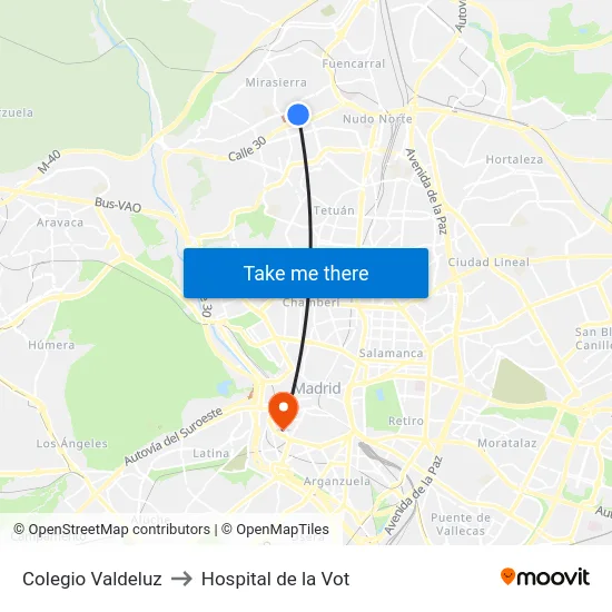 Colegio Valdeluz to Hospital de la Vot map