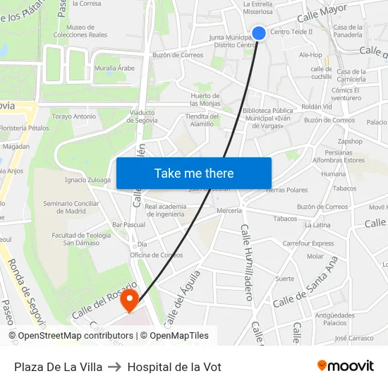 Plaza De La Villa to Hospital de la Vot map