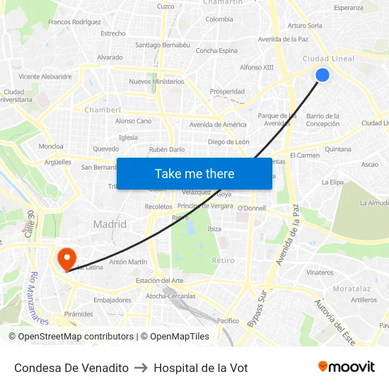 Condesa De Venadito to Hospital de la Vot map