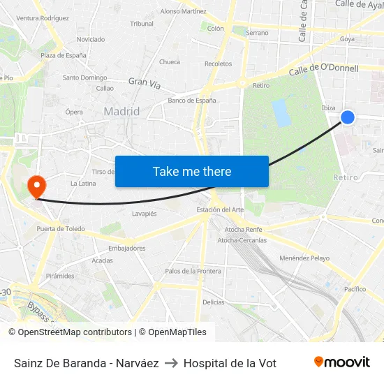 Sainz De Baranda - Narváez to Hospital de la Vot map