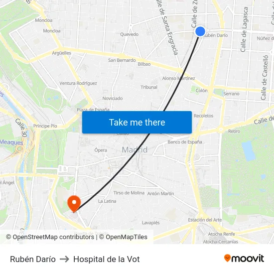 Rubén Darío to Hospital de la Vot map