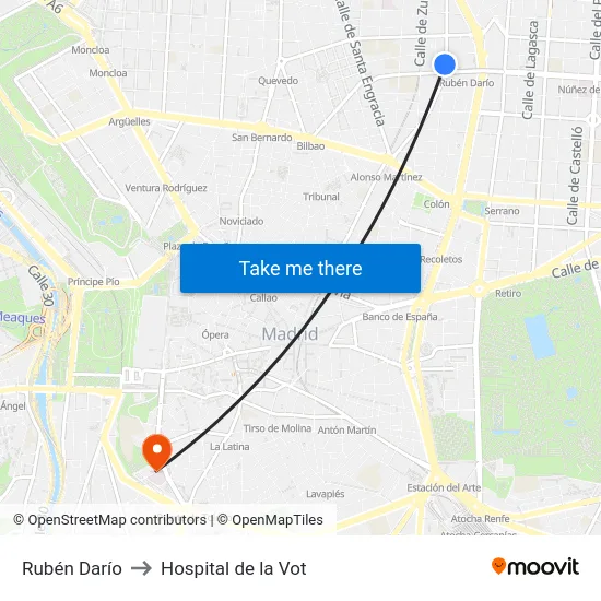 Rubén Darío to Hospital de la Vot map