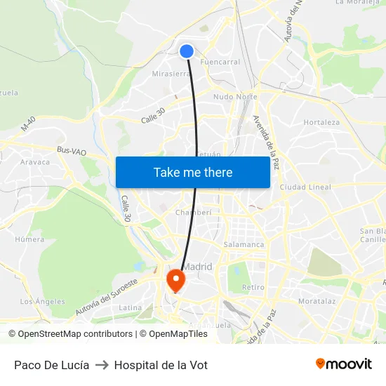 Paco De Lucía to Hospital de la Vot map