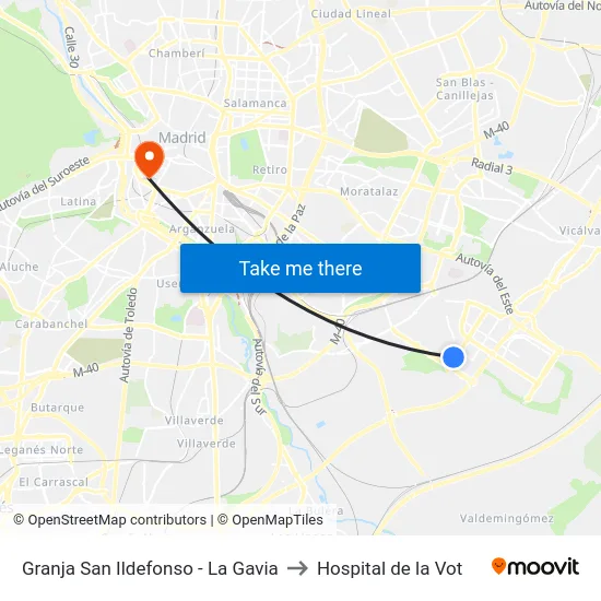 Granja San Ildefonso - La Gavia to Hospital de la Vot map