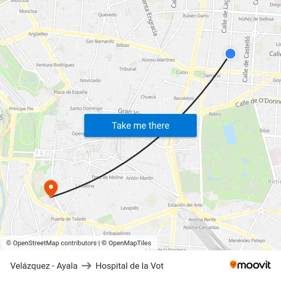 Velázquez - Ayala to Hospital de la Vot map