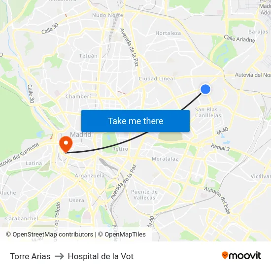 Torre Arias to Hospital de la Vot map