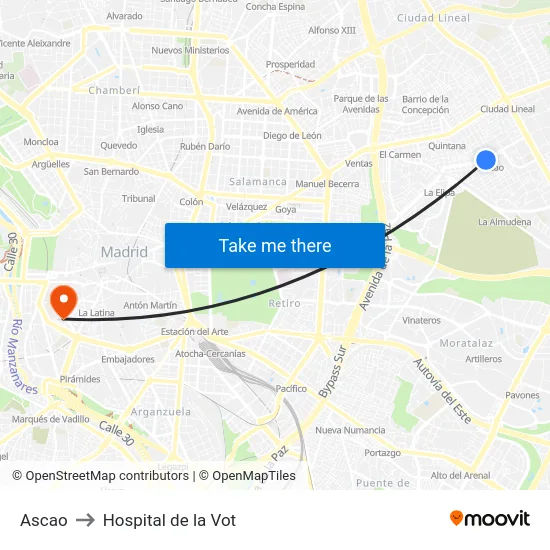 Ascao to Hospital de la Vot map