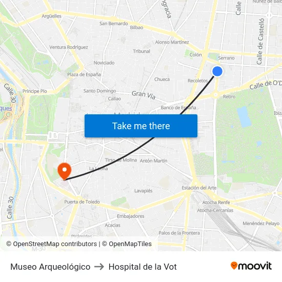 Museo Arqueológico to Hospital de la Vot map