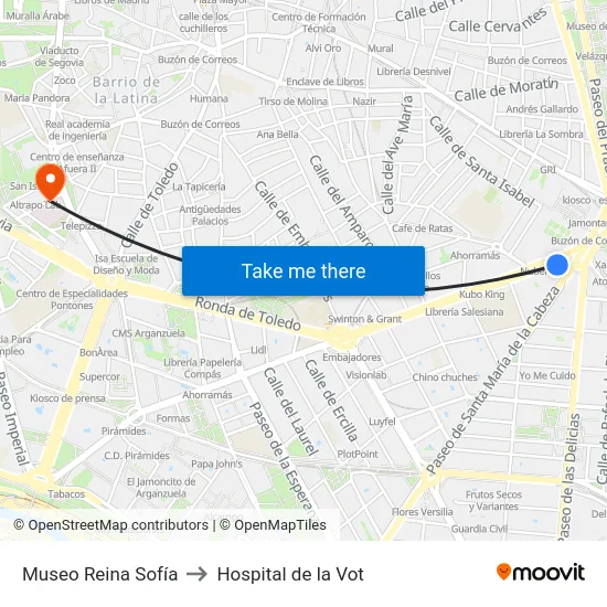 Museo Reina Sofía to Hospital de la Vot map