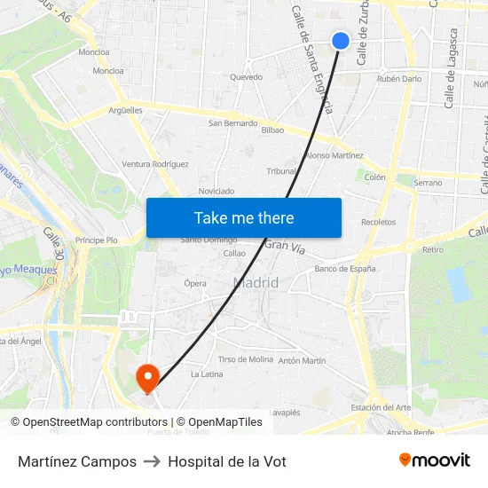 Martínez Campos to Hospital de la Vot map